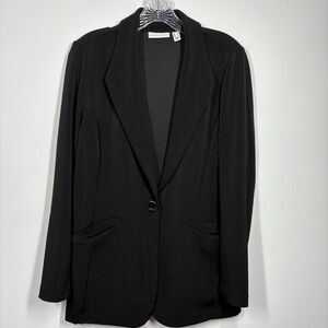 Susan Graver Women Liquid Knit Blazer Jacket Size M Shawl Collar Black Career